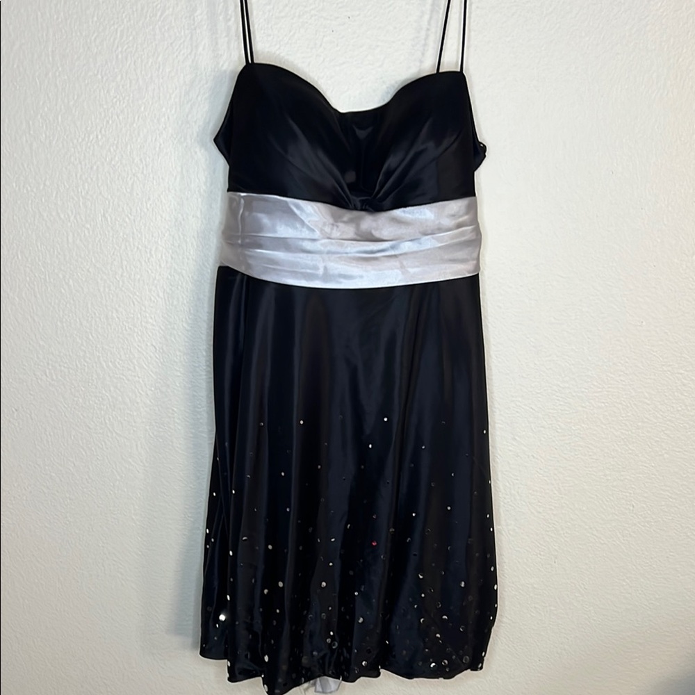 Jump Black Mini Dress with Silver Sash